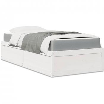 Cama con colchón blanco 90x200 cm en madera maciza de pino