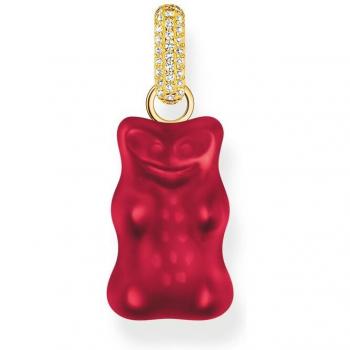 Thomas Sabo x HARIBO Large Gold Bear Pendant in Red with 18K Gold Plating and Zirconia Stones