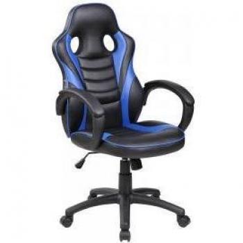 Silla Gaming Rocada Student con Respaldo y Asientos de Espuma Inyectada, Reposacabezas Integrado, Brazos de Serie - Color Negro/Azul