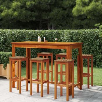 7-Piece Solid Acacia Wood Garden Bar Set
