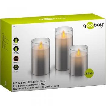 Set de 3 Velas LED de Cera Real en Vaso con Llama Móvil y Función Temporizador