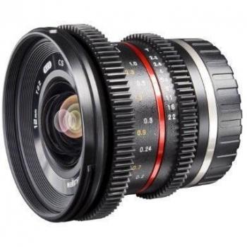 Walimex Pro - Objetivo réflex VCSC de Gran Angular para Montura Sony E Mount, Lentes MC y de nanorrecubrimiento, con Engranaje, Apertura y Foco Suaves, Parasol Desmontable, 12 mm, 1:2,2, Color Negro
