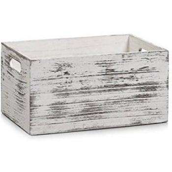 Zeller 15133 Caja de Almacenamiento, Madera, Blanco, 30x20x15,5 cm