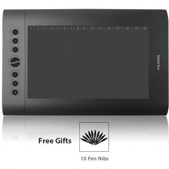 Huion H610 Pro Tableta Grafica, 2048 Niveles Presión del Lápiz, 5080LPI, Tamaños Grandes+Accesorios