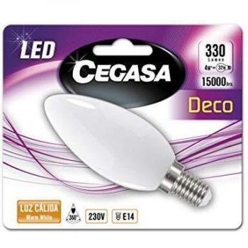CEGASA LAMPARA LED Fil Vela Mate E14 4W 420 LM 2700K, Negro, Estandar