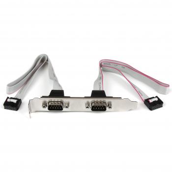 StarTech.com PLATE9M2P16 - Cabezal de 2 Puertos COM de Serie para conectar en Placa Base, Plateado y Blanco