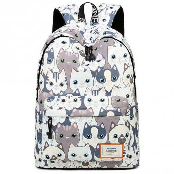 Acmebon Mochila Escolar Unisex y de Ocio Impermeable - Cartera Escolar para Niñas y Niños con Lindo Estampado Gato