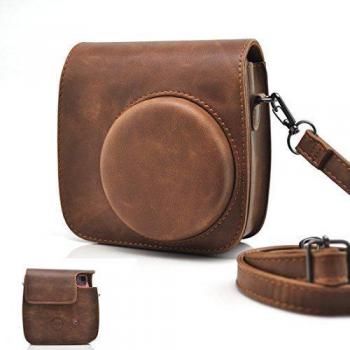 Funda de piel sintética para cámara compacta instantánea Fujifilm Instax Mini 8, color marrón
