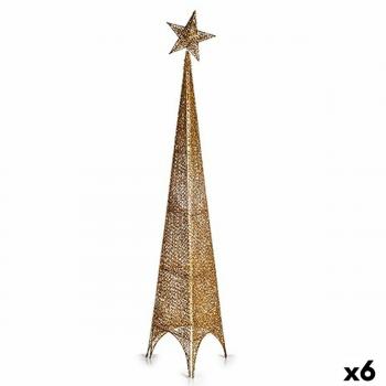 ?rbol de Navidad Torre Estrella Dorado Metal Plástico 28 x 127 x 28 cm (6 Unidades)