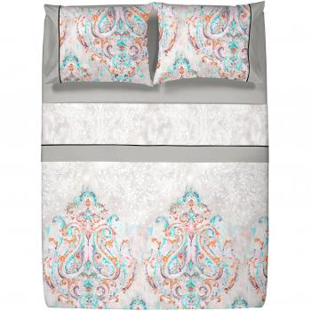 Sábana Encimera Izamal Naf Naf Maison 100% Algodón 144 Hilos Gris para Cama de 150/160 cm