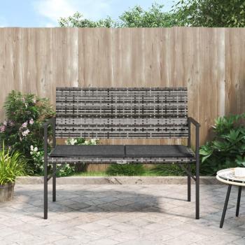 2-Seater Grey Poly Rattan Garden Bench with Cushions