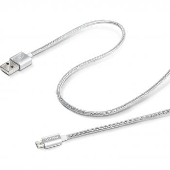 Celly USBMICROTEXSV – Cable USB Compatible con Dispositivos con MicroUSB, Plata