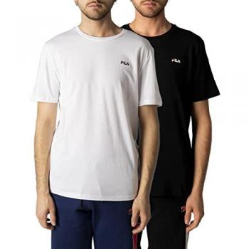Camiseta de Hombre Fila Brod - Pack Doble, Moderno, Blanco Brillante y Negro