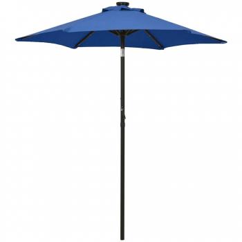 vidaXL Garden Parasol with LED Lights Azure Blue 200x211 cm Aluminium