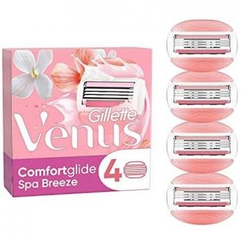 Gillette Venus ComfortGlide Spa Breeze Cuchillas de Afeitar Mujer, Paquete de 4 Cuchillas de Recambio