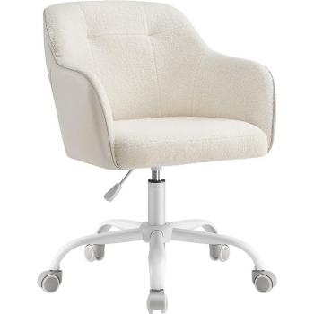 Silla de Oficina Ergonomica Giratoria y Ajustable, Beige Cappuccino, Tejido de Lino, Capacidad 120 kg