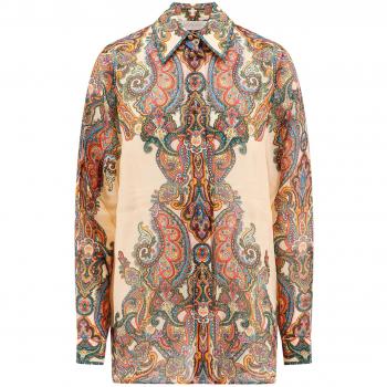 Zimmermann Women's Beige Paisley Print Oversized Shirt - Size L