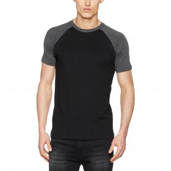 Urban Classics Men's Raglan Contrast T-Shirt - Black/Charcoal - Sizes S to XXL