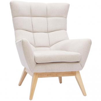 Sillón nórdico efecto aterciopelado natural con patas de madera BRODY
