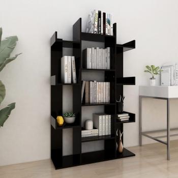 Estantería de aglomerado negro brillante 86x25,5x140 cm