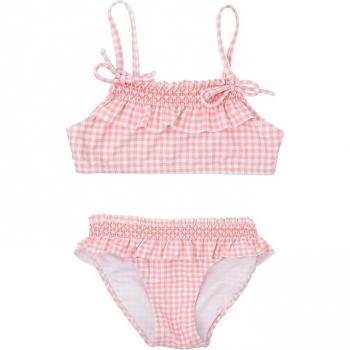 Bikini de niña en cuadros vichy con volantes