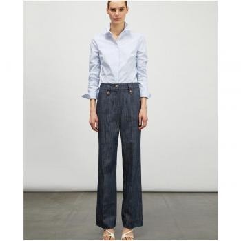 Vaquero recto wide leg efecto flameado