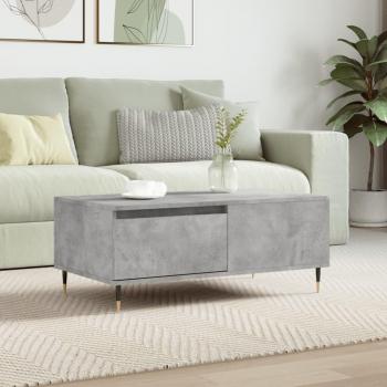 Mesa de café de hormigón gris y madera multicapa 90x50x36,5 cm