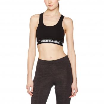 Urban Classics Ladies Logo Sports Bra Bustier - Black - XS to 5XL