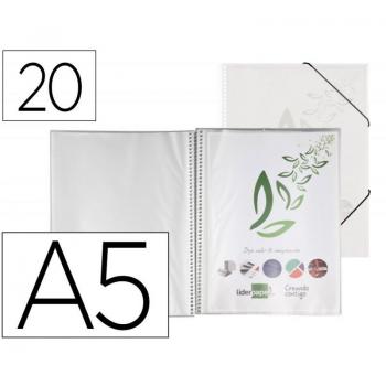 Carpeta Liderpapel Escaparate con Espiral DIN A5 20 Fundas Polipropileno Transparente