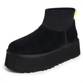 Botas UGG Classic Mini Dipper mujer negro oscuro, tamaño 36, piel y neopreno