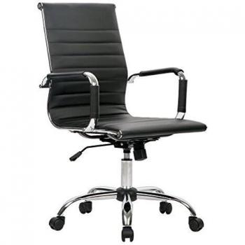 Silla de Oficina Ergonómica Reclinable de Diseño Piel Cuero Sintético Sillón