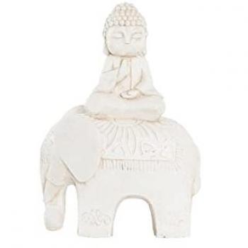 Figura Decorativa DKD Home Decor Acabado Envejecido Elefante Blanco Oriental Magnesio (40 x 23 x 56 cm)