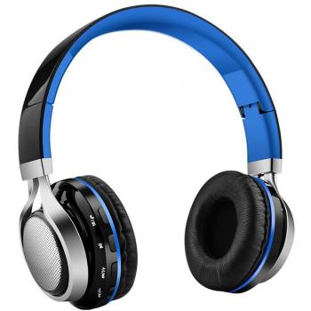 Aita BT816 Auriculares Bluetooth de Diadema Plegable, Cascos Estéreo con luz LED, radioFM, ranura para tarjeta de memoria micro SD, Micrófono incorporado para uso como manos libres compatible con iPhone, android, PC, Mac, TV y cualquier dispositivo Blue
