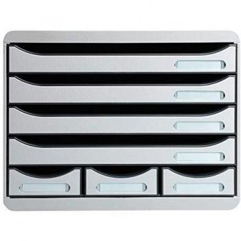 Exacompta 307740D - Caja organizadora, 7 cajones, color gris