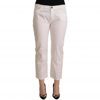 L'Autre Chose White Cotton Mid Waist Cropped Denim Jeans, IT44|L, Female, Size: M
