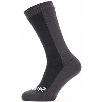 Calcetines Impermeables de Clima Frío SealSkinz, Media Caña, Gris/Negro, Talla S