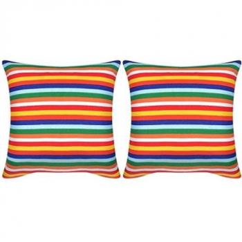 vidaXL 2X Cojines Decorativos Rayas Estrechas Lona 45x45cm Casa Jardin Hogar