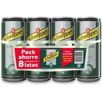 Schweppes Ginger Ale, Bebida Refrescante - Lata, Pack 8x33cl
