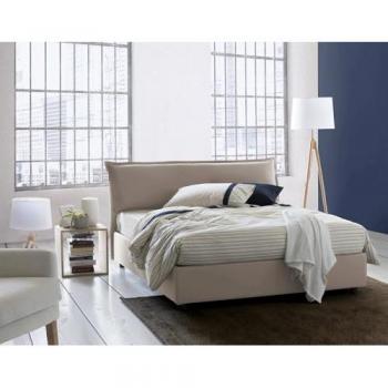 Cama Matrimonial Contenedor Clio - 100% Made in Italy, Funda Extraíble y Cabecero Tapizado