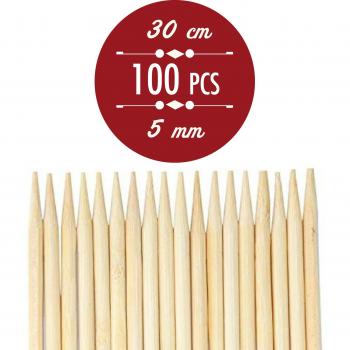 100 Pinchos Netvic hechos de madera de bambú resistente, extra largos