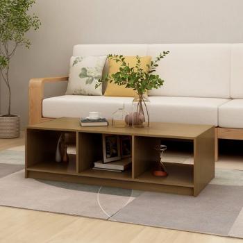 Mesa de centro ámbar 110x50x34 cm madera maciza de pino marrón miel