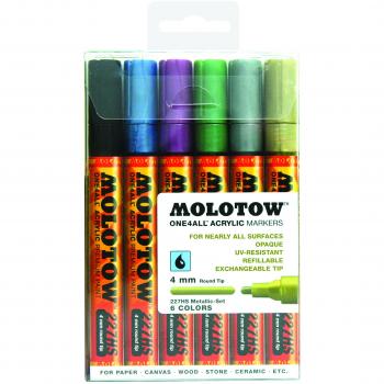 One4All Metallic Acrylic Marker Set - 6 pcs, 4 mm
