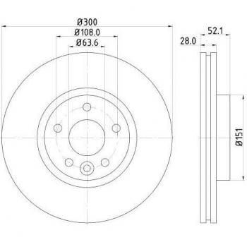 Disco de Freno HELLA PRO Alto Carbono 8DD 355 129-161 para FORD MONDEO 4
