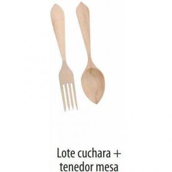 Metaltex 738500 - Lote cuchara y tenedor de madera, 22 centímetros