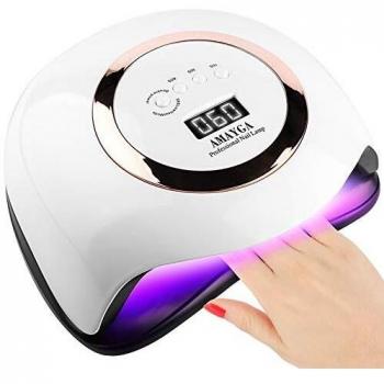 AMAYGA Lampara LED Uñas 168W Profesional Secador de Uñas LED UV Lampara Uñas Gel Semipermanentes Maquina Uñas Luz Lamp con Sensor Automatico,4 Temporizadores Manicura/Pedicure Nail Art Hogar el Salón