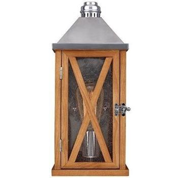 Lámpara de Pared Exterior Pequeña Lumiere E14 2 Focos Roble Natural IP44