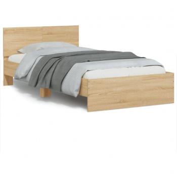 Cama solar con cabecero y luces LED en roble Sonoma 100x200 cm