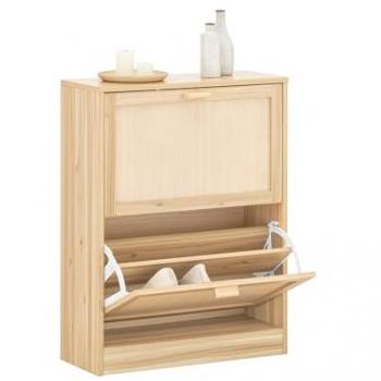 Zapatero SoBuy FSR160-N con 2 solapas y 4 baldas, organizador para zapatos, dimensiones 60 x 24 x 80 cm, color natural