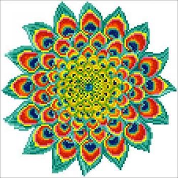 DIAMOND DOTZ Pintura, kit intermedio DD5, pavo real mandala, 32cm x 32cm