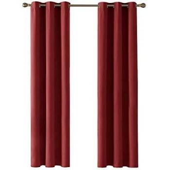 Deconovo Cortinas de Salón Térmicas Aislantes Dormitorio para Habitacion Moderna con Ojales 2 Piezas 107 x 229 cm Rojo Oscuro